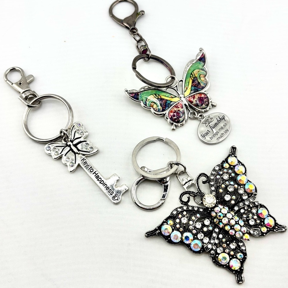 Butterfly Keychain & Purse Charm Bundle - Lot of 3